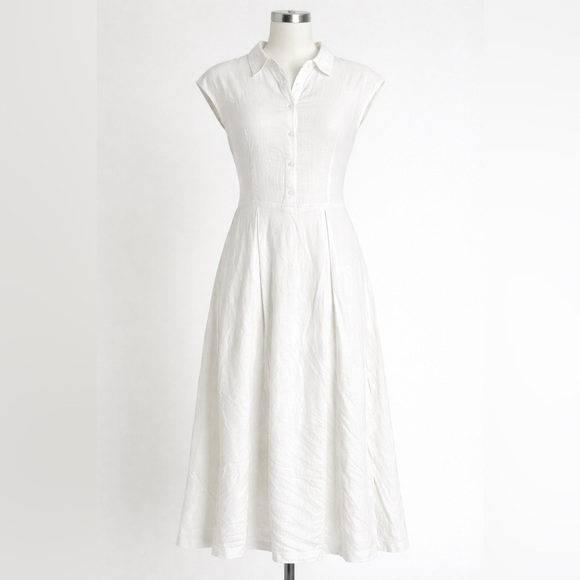 Reformation Dresses & Skirts - Reformation Prim White Linen Midi Dress Button Front Size 10